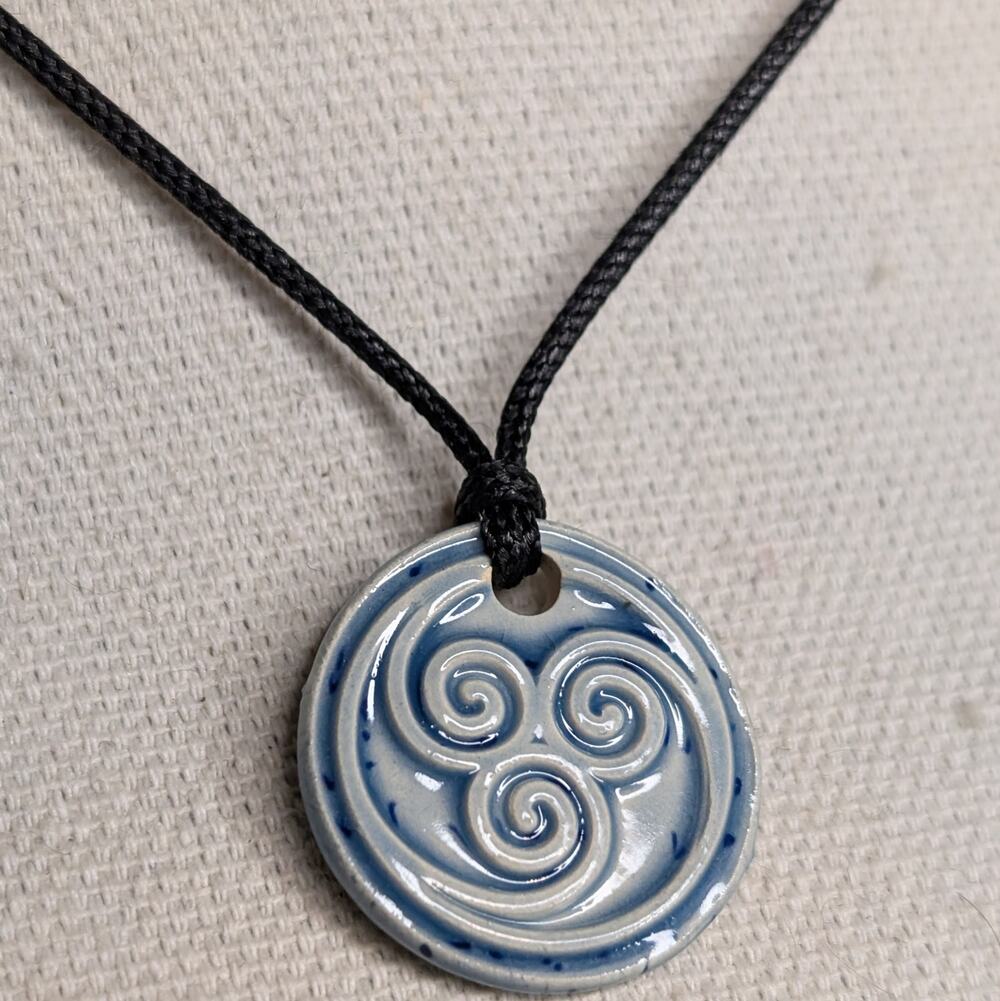 Swirl Handmade Pendant Ceramic Wax Seal Boho Hippie Adjustable Rope Cord Jewelry